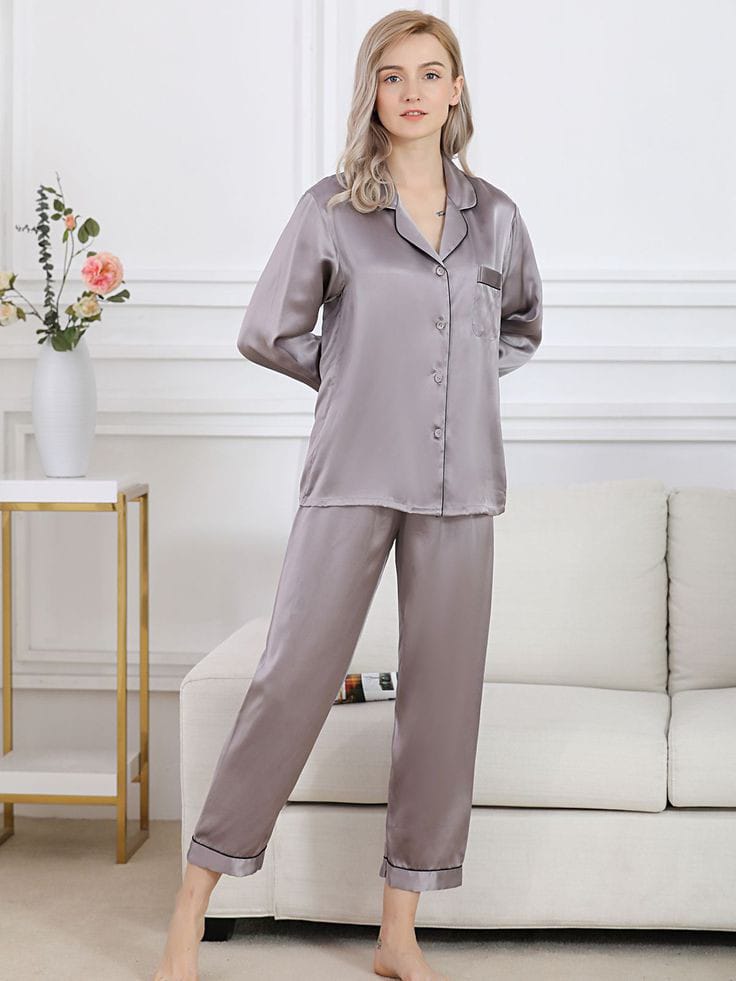 Satin Silk Button Home Wear Set