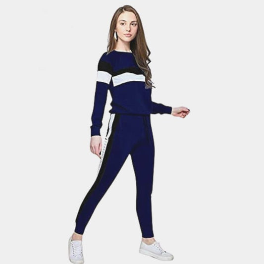 Blue Contrast Full Sleeves Tracksuit