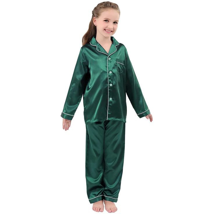 Kids Unisex Satin Silk Button Home Wear Set