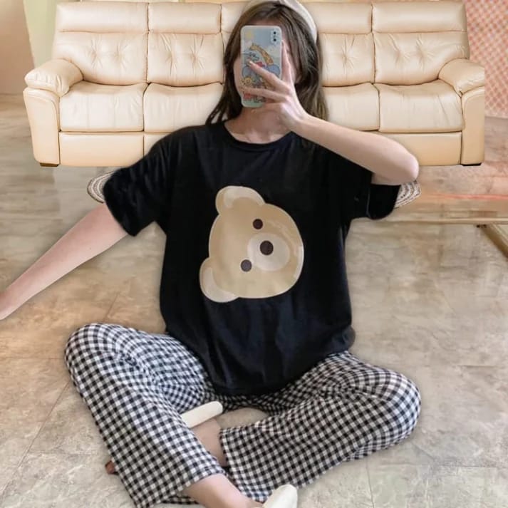 BLACK BEAR PRINTED NIGHTWEAR