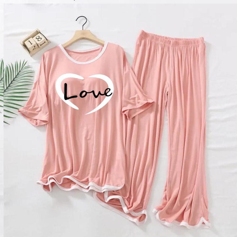 LOVE HEART PRINTED TRENDY LOUNGE WEAR FOR WOMEN