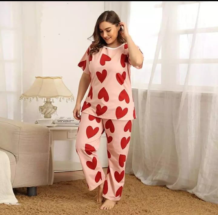 Love Printed Short Sleeves Sleepwear Set