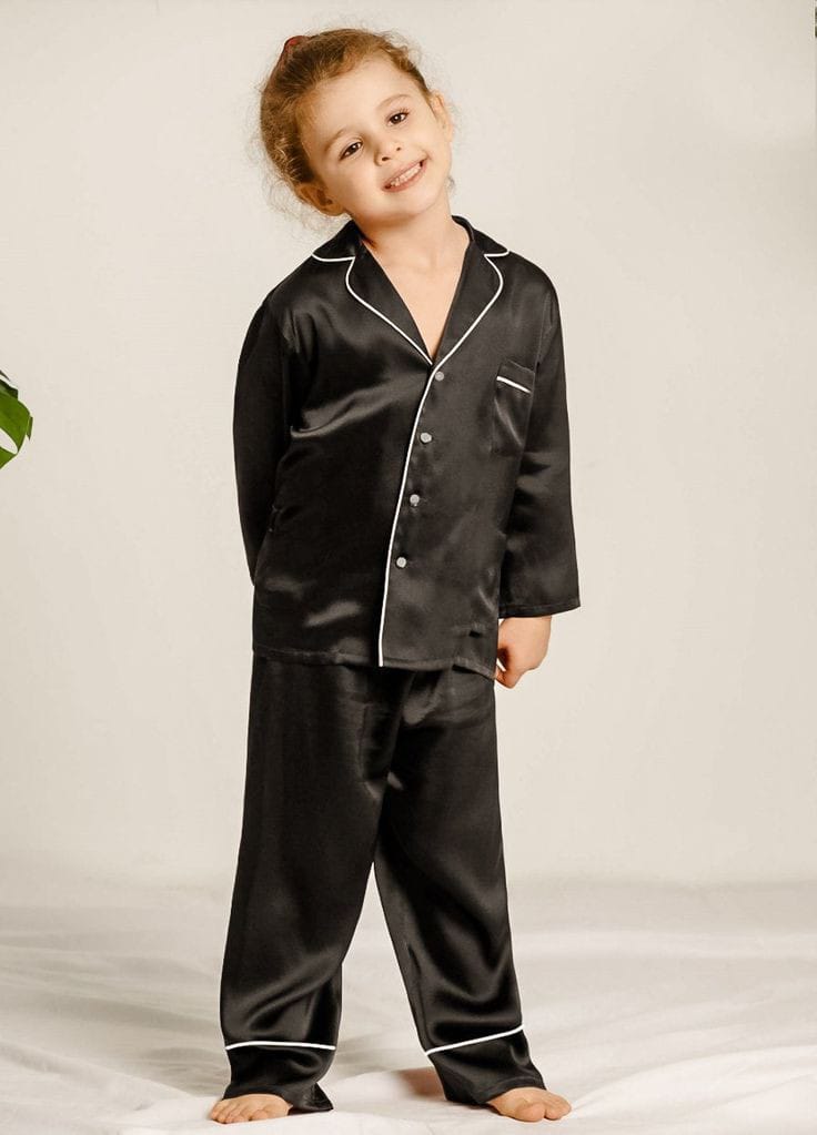 Kids Unisex Satin Silk Button Home Wear Set