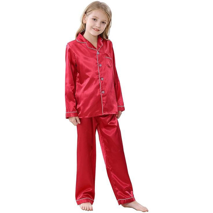 Kids Unisex Satin Silk Button Home Wear Set