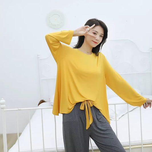 FULL SLEEVES LOOSE SOFT CONTRAST LOUNGEWEAR SET