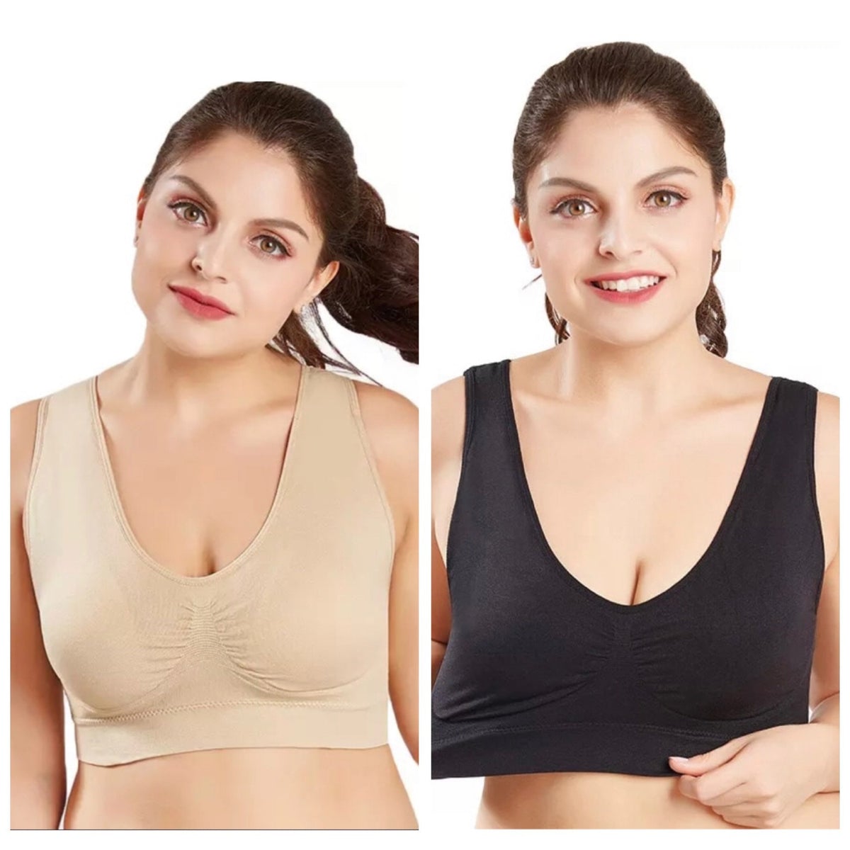 PACK OF 2 AIR PLUS BRA (BLACK & SKIN COLOR)