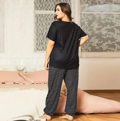 Black Cartoon Printed Nightwear