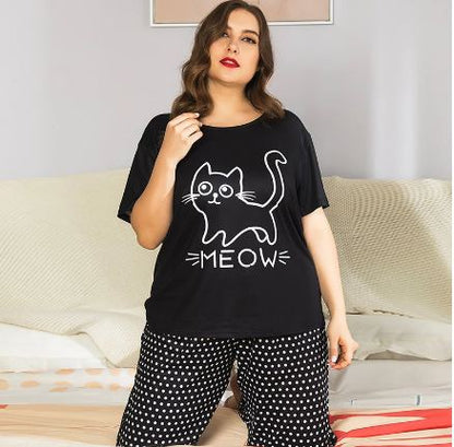 Black Cartoon Printed Nightwear