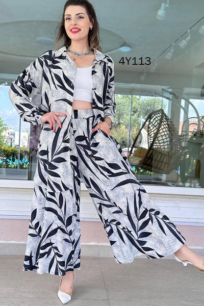 2 PCS LEAVES PRINTED CO-ORD SET