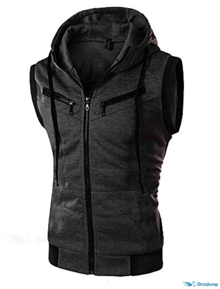 PACK OF 2 ZIPPER SLEEVELESS HOODIES JAQUETA FRONT FOR MEN WOMEN