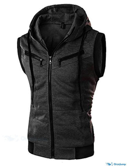 PACK OF 2 ZIPPER SLEEVELESS HOODIES JAQUETA FRONT FOR MEN WOMEN