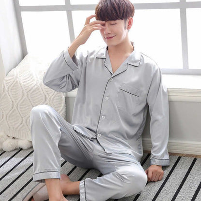 Mens Satin Silk Button Home Wear Set