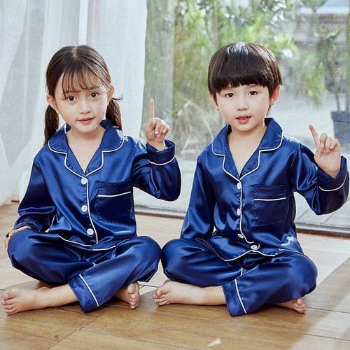 Kids Unisex Satin Silk Button Home Wear Set