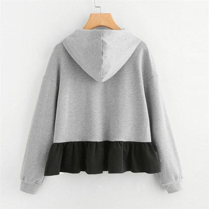 Women Contrast Ribbon Kangroo Hoodie