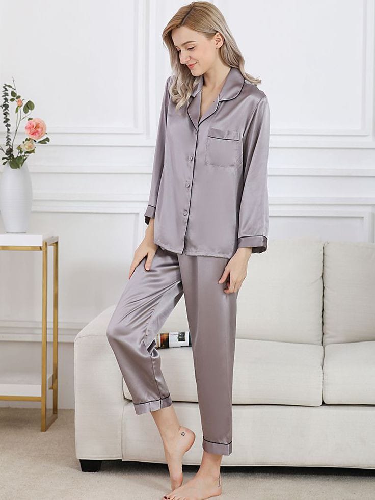 Satin Silk Button Home Wear Set