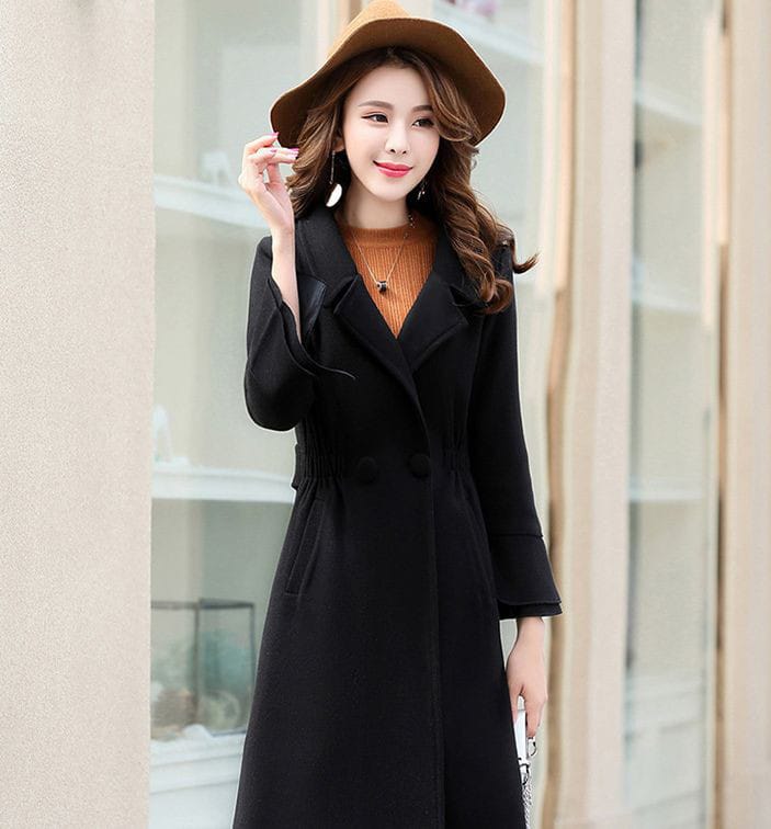 LONG BUTTON FROCK STYLE LONG COAT