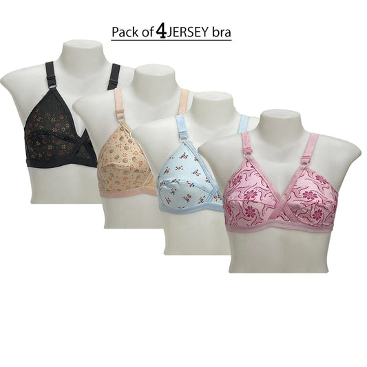 Pack Of 04 Soft Cotton Hosiery Fabric Imported Style Printed Bra