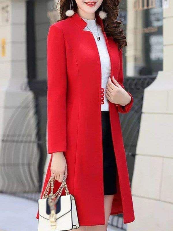 LONG BUTTON FROCK STYLE LONG COAT